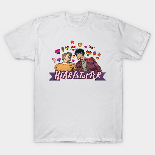 Heartstopper: Nick and Cahrlie: Beach Theme T-Shirt by Zogar77